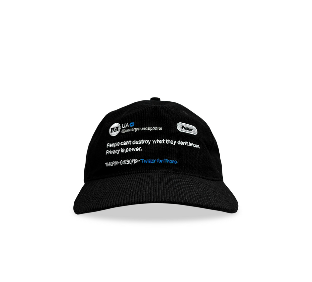 CORDUROY CAP - PRIVACY IS POWER