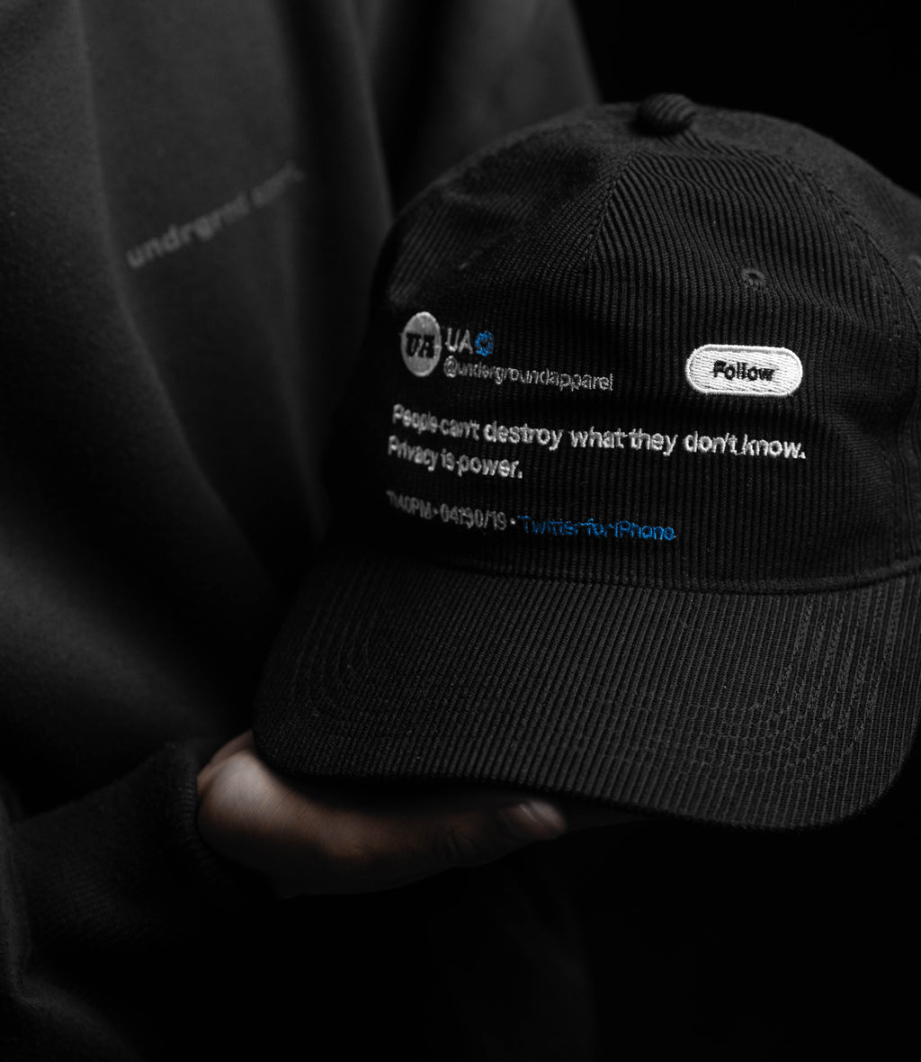 CORDUROY CAP - PRIVACY IS POWER