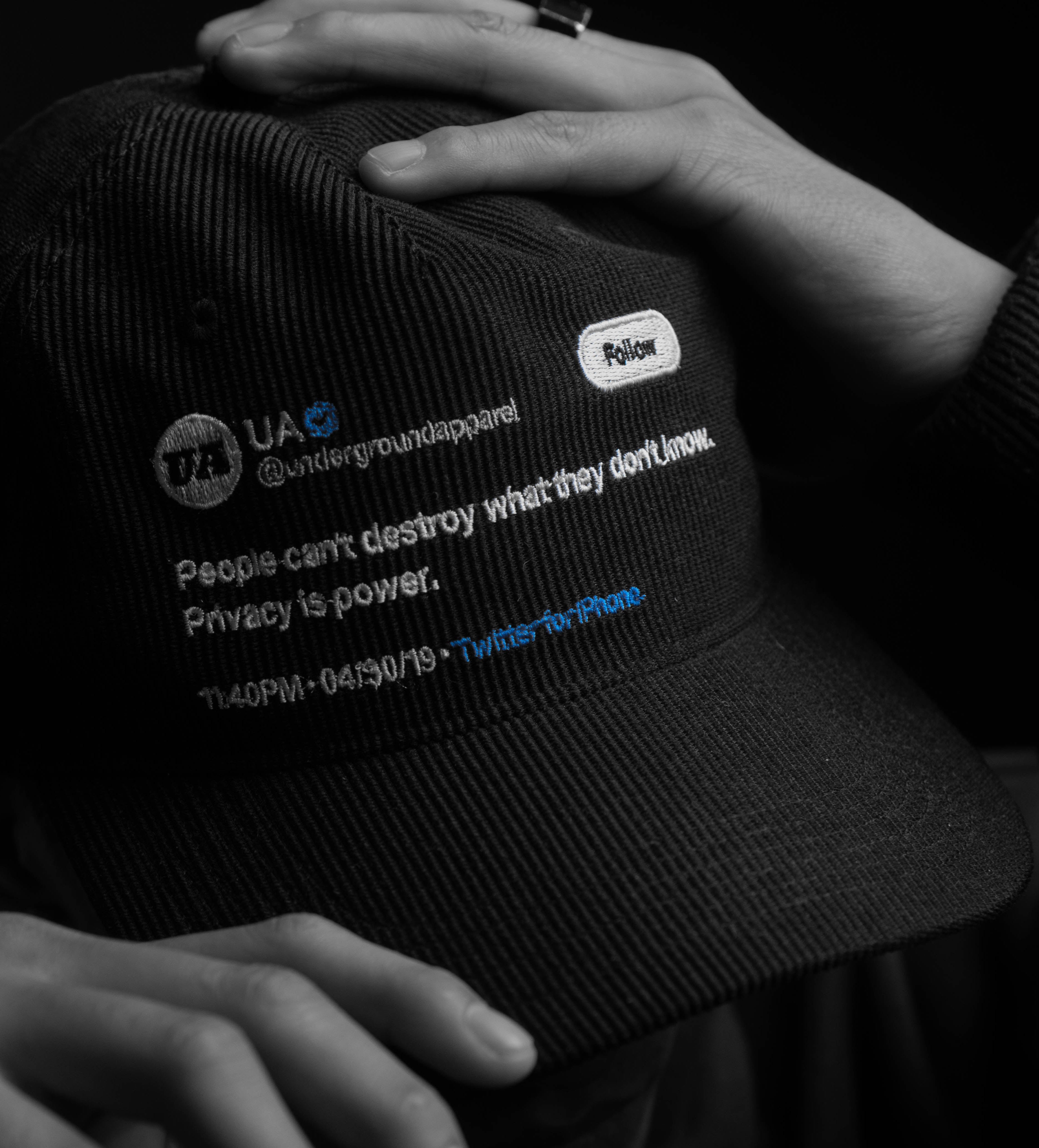 CORDUROY CAP - PRIVACY IS POWER