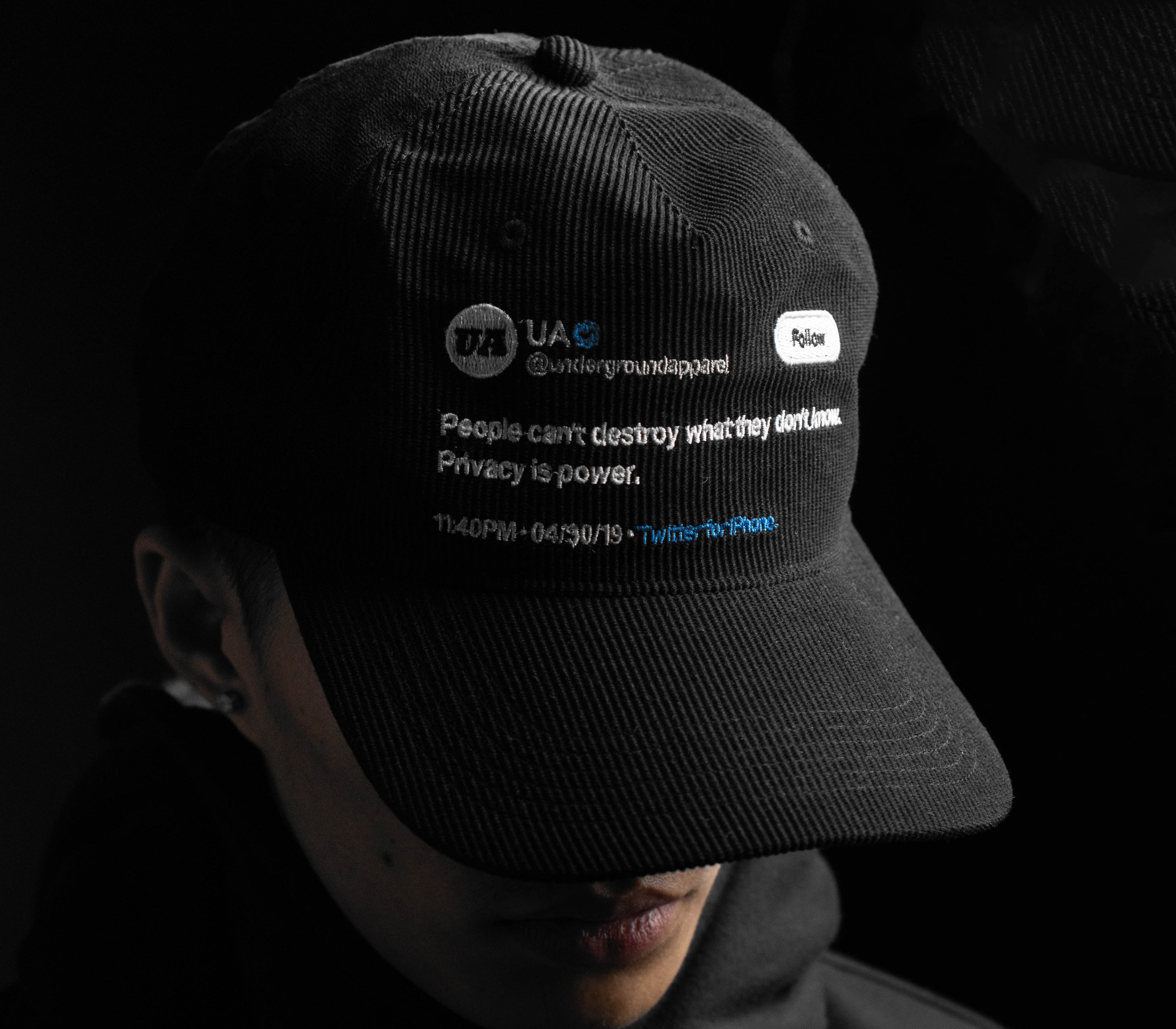 CORDUROY CAP - PRIVACY IS POWER